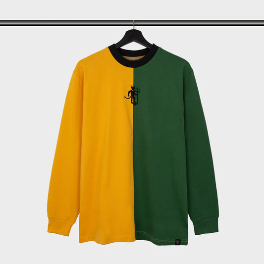 Camiseta Devil Away Manga Larga Football Town Color Verde/Amarillo