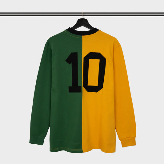 Camiseta Devil Away Manga Larga Football Town Color Verde/Amarillo