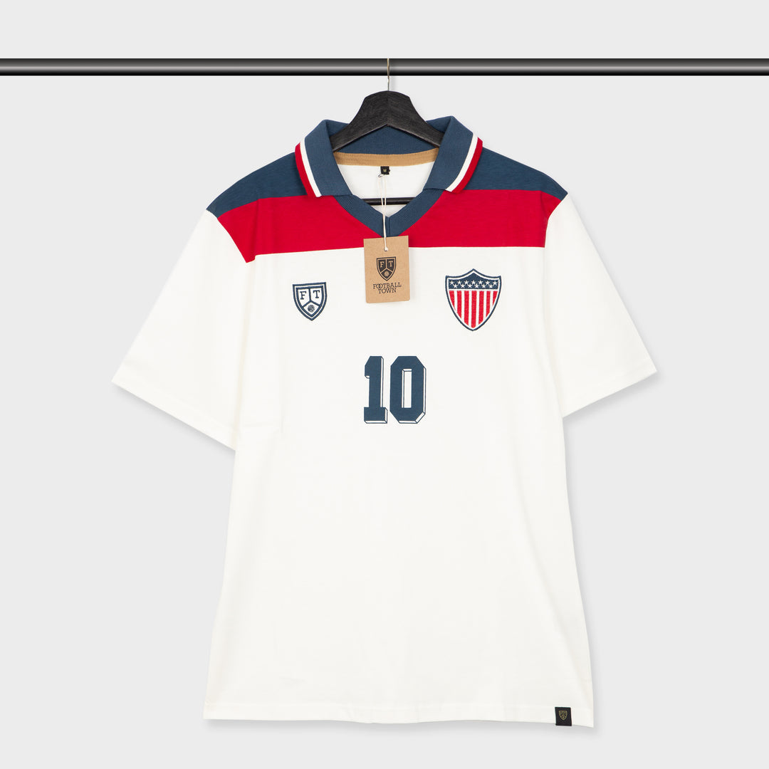 Camiseta Clasica USA Yanks FootballTown Color Blanca/Azul