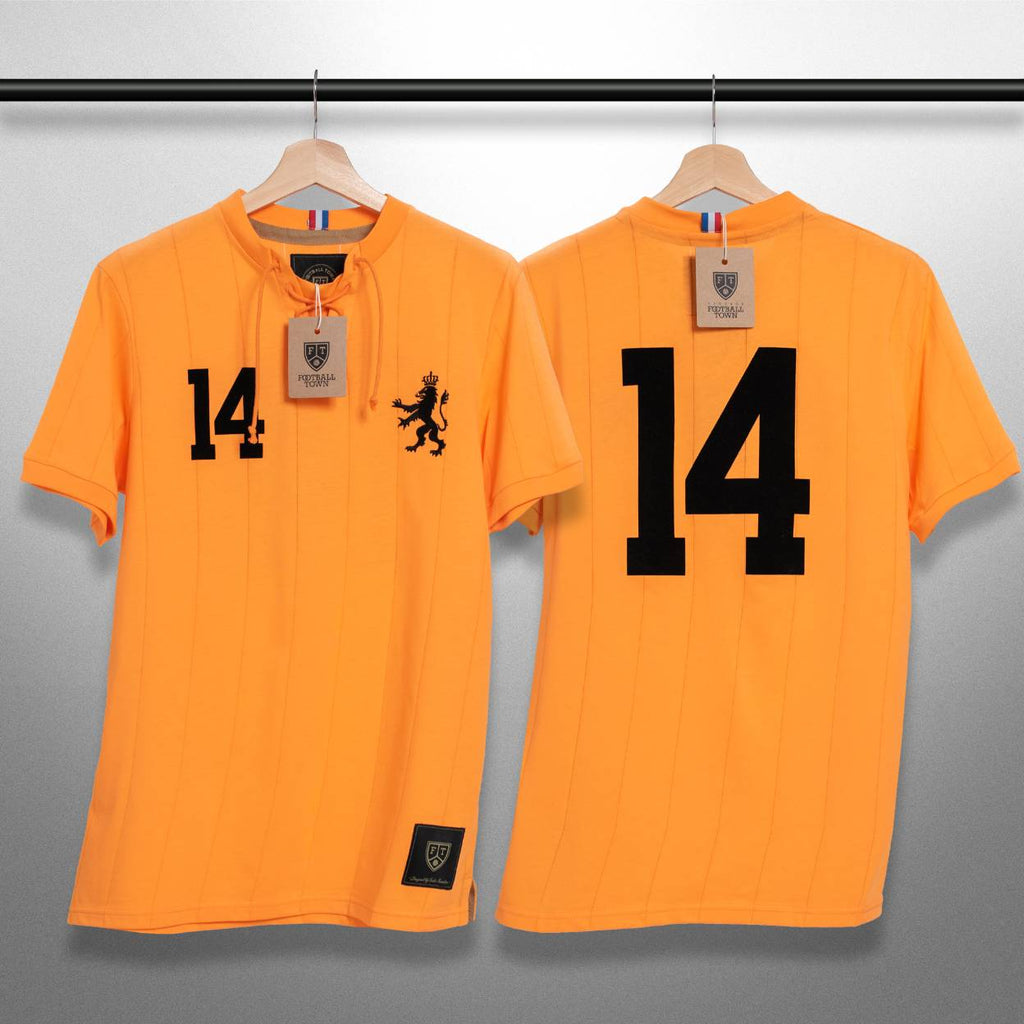 Camiseta Retro Stars De Leeuw FootballTown Color Naranja
