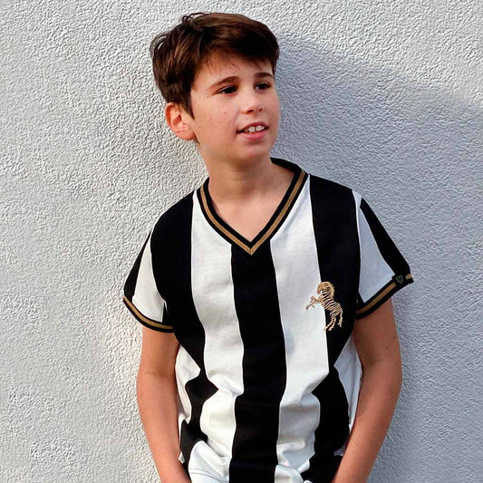 Camiseta La Zebra Kids Football Town Color Blanco/Negro