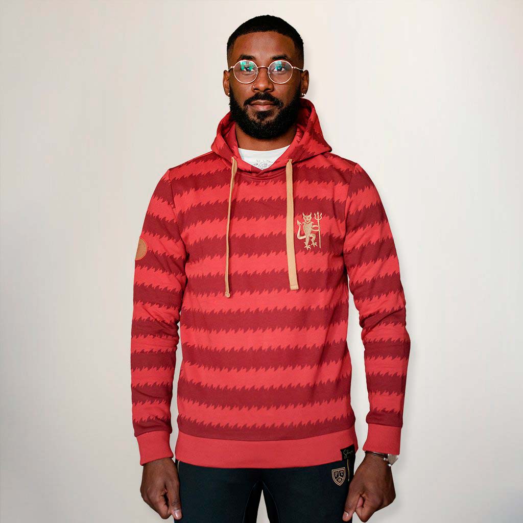 Hoodie The Devil Shapes FootballTown Color Rojo