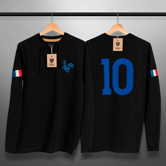 Camiseta Retro Black Les Bleus FootballTown Color Negro