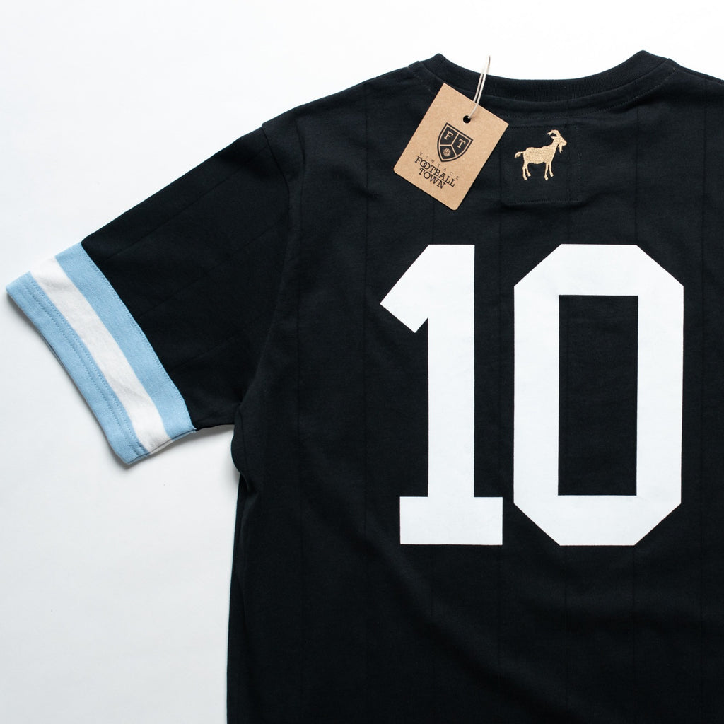 Camiseta Sol GOAT Leo Capitán Argentina FootballTown Color Negro