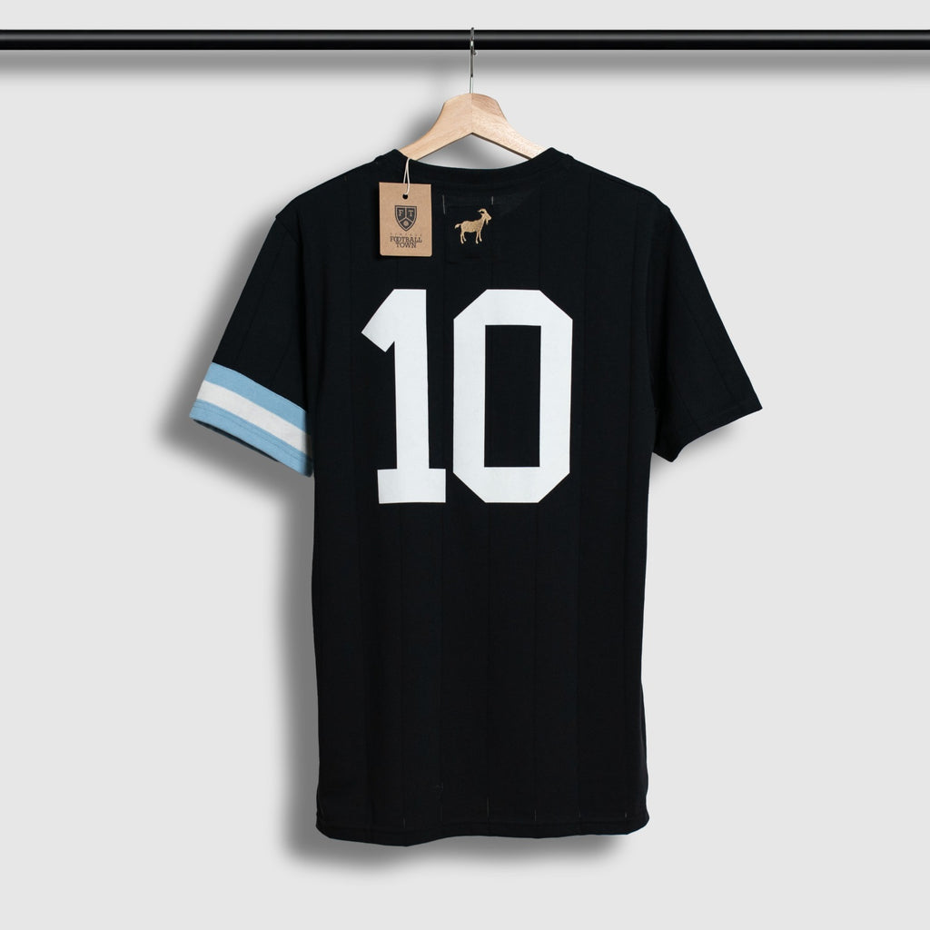 Camiseta Sol GOAT Leo Capitán Argentina FootballTown Color Negro